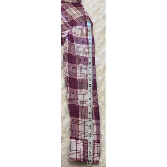 St. John's Bay Button-Down Red White Plaid Shirt Cotton Blend Women's Size PM - Picture 7 of 14